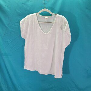 Caslon Womens White V-Neck Short Sleeve Top Small